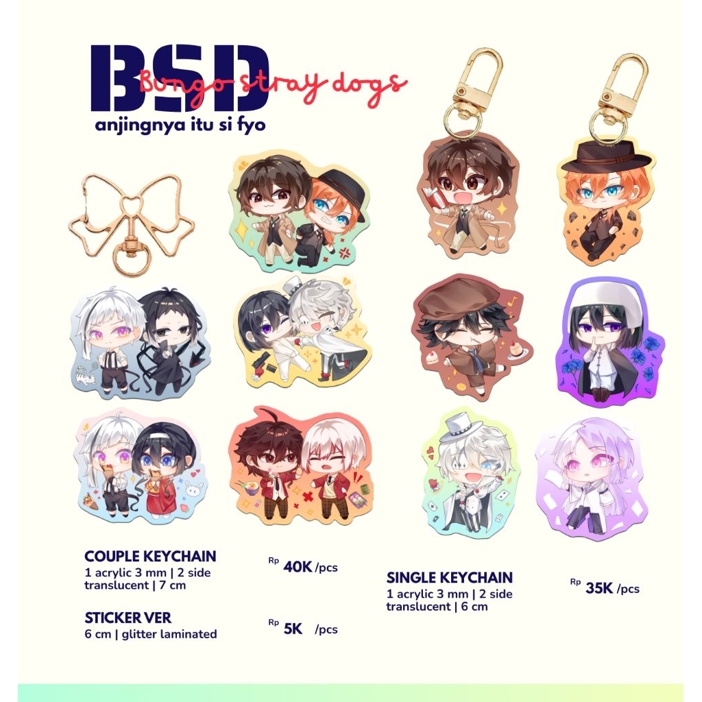Bungo Stray Dogs Acrylic Translucent Keychain | Fanmerch by Shiokawaiii