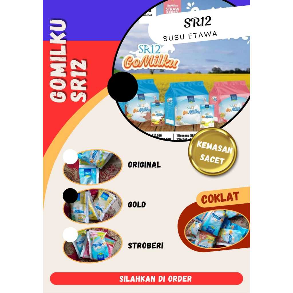 

SUSU SR-12 Gomilku Susu Kambing Etawa 1 Sachet 25gram | Go Milku SR12 Susu Kambing Etawa