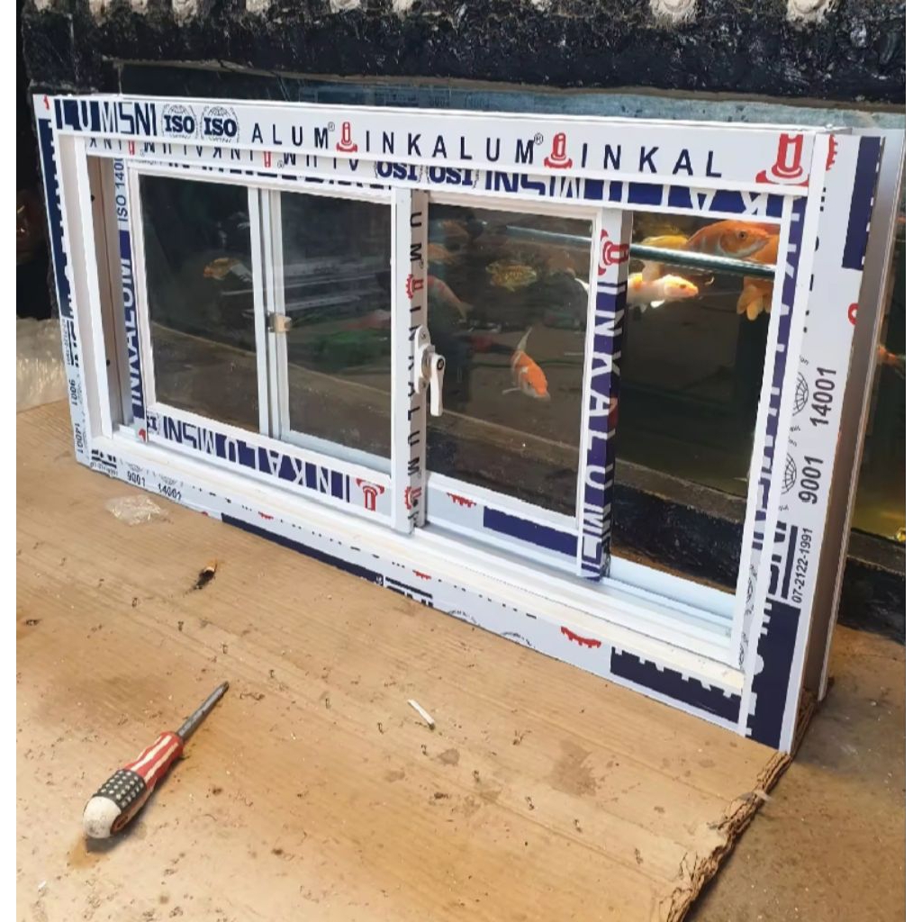 kusen aluminium jendela sliding kanan kiri T60 x L80. BAHAN INKALUM LEBIH TEBAL