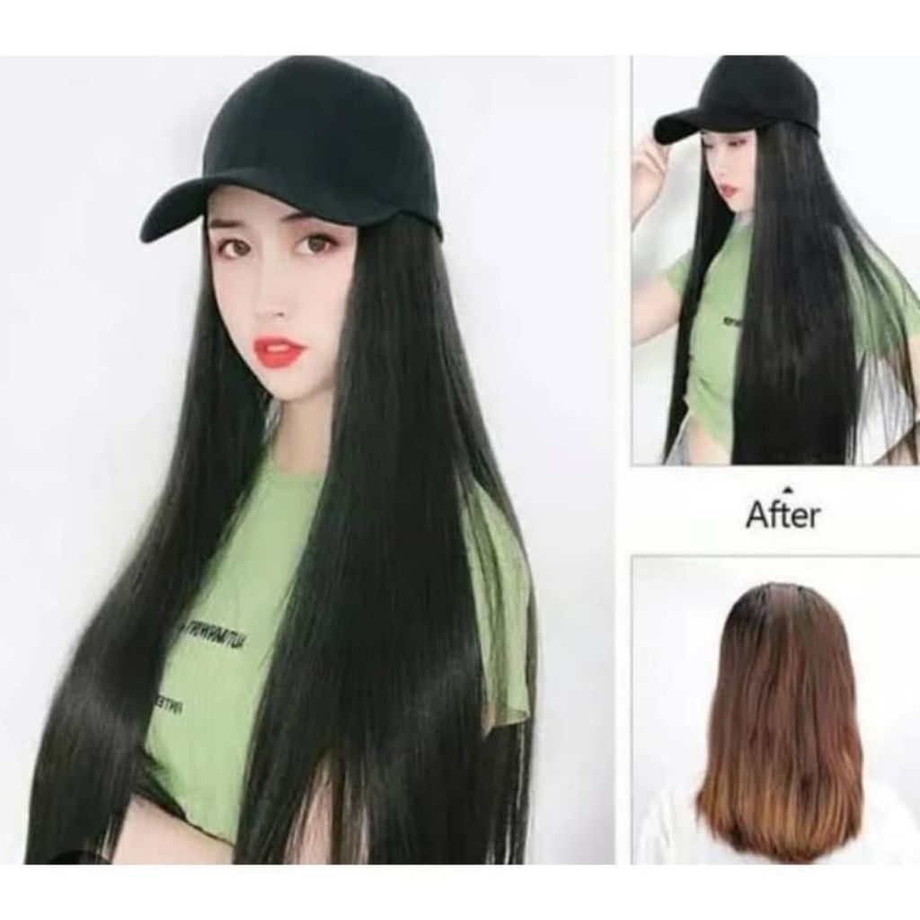 Topi Baseball Wig Topi Wanita Wig Rambut Panjang Wig Topi Lurus Topi Harga Murah
