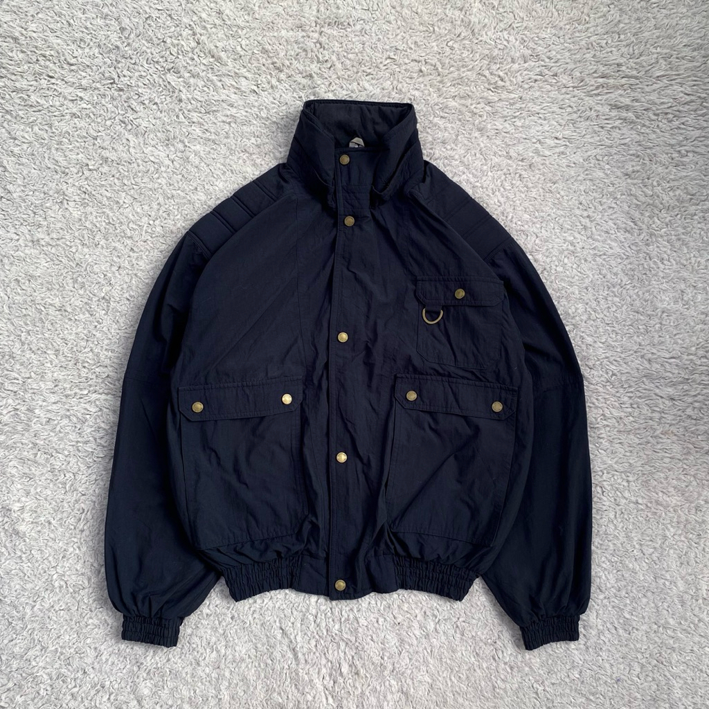 VINTAGE JACKET IMPULSE X MIZUNO - BLACK UTILITY BOMBER - vintage jacket - bomber vintage - racing ja