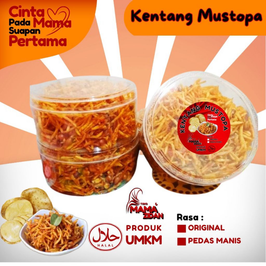 

Kentang Mustofa kering Varian Rasa ukuran toples 250gr dan 500gr