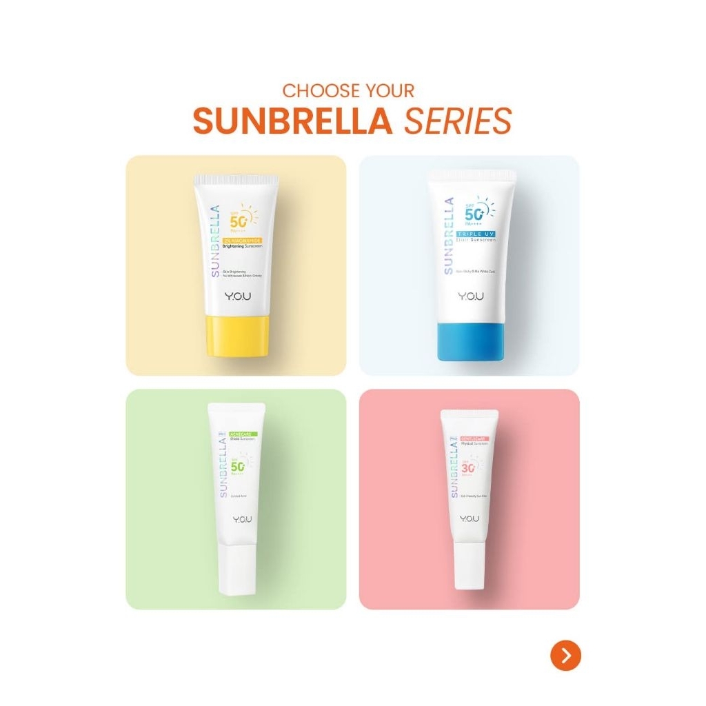 New Y.o.u Sunbrella Sunscreen 2% Niacinamide Brightening, Elixir, watery,acne care, physical, spray 