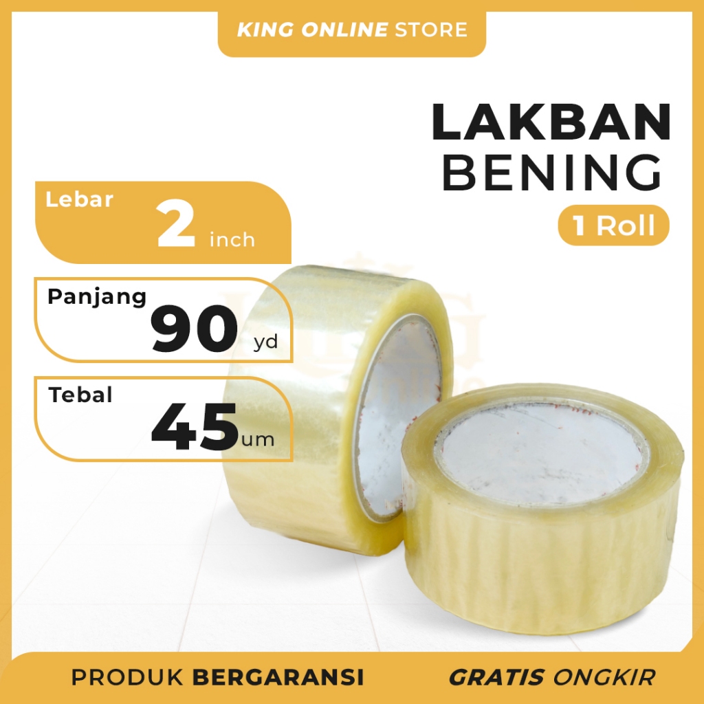 

ONLINE TAPE Lakban Bening 48 MM X 90 Yard FULL Tebal Kuat Isolasi solatip perekat kuat tebal