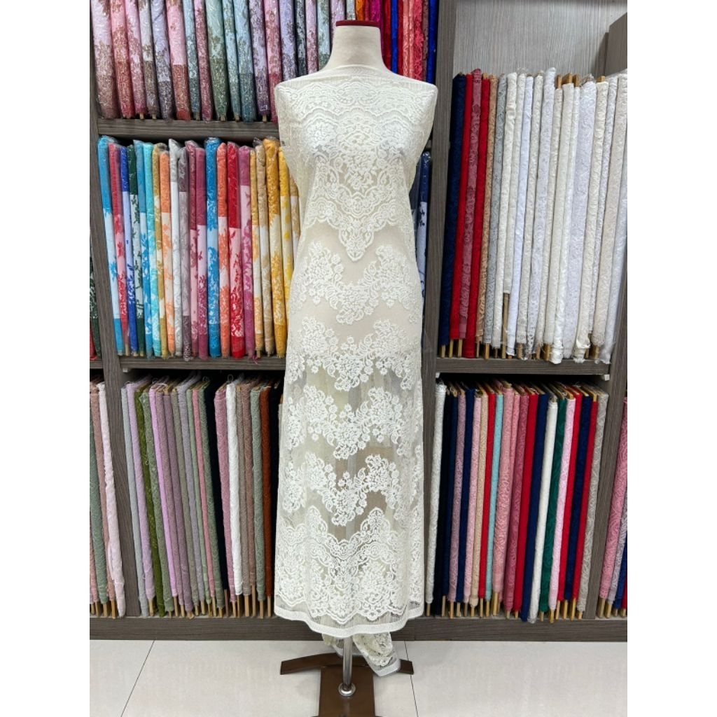 Bakal Kain Bahan Kebaya Brukat Semi Francis Metalic/Brokat Semi Prancis Metalik/Lace Panel Semi Fran