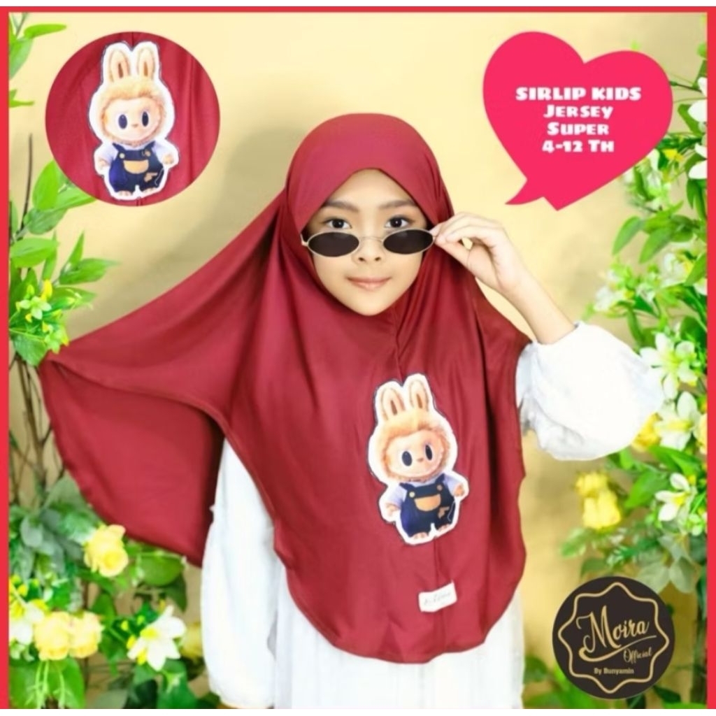 196 Hijab Anak Moira Labubu Siria Lipat Jersy Super/ hijab Instan bergo anak siria lipat labubu jery