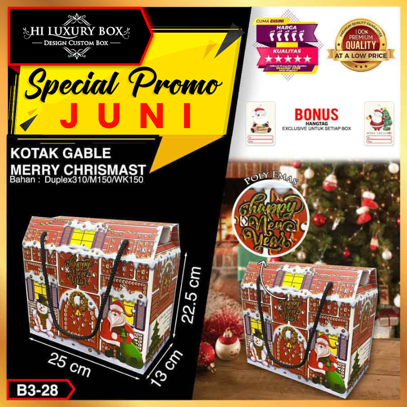 

Kotak Natal|Gable Box|Box Hampers|Dus Serbaguna|Packaging Natal|B3-28