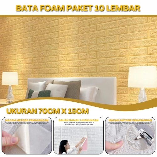 Wallstiker Wallpaper Dinding Model Kotak Bata 3 Dimensi Busa Timbul Walpeper Warna Hitam Pink Solid