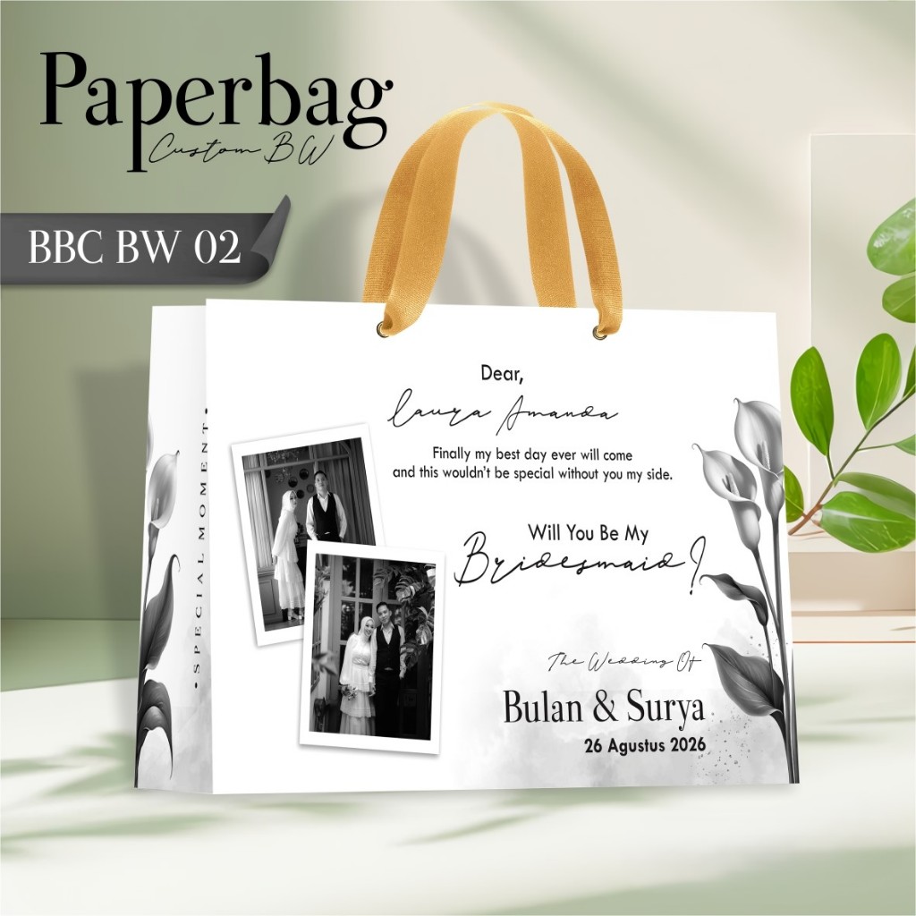 

TAS BRIDESMAID WEDDING - PAPER BAG BRIDESMAID BW CUSTOM - PAPER BAG WEDDING BBC BW