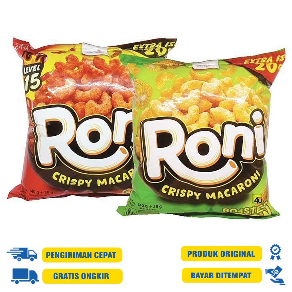 

Roni Crispy Macaroni Dua Kelinci 140 G.R - ROASTED CORN | EXTRA SPICY