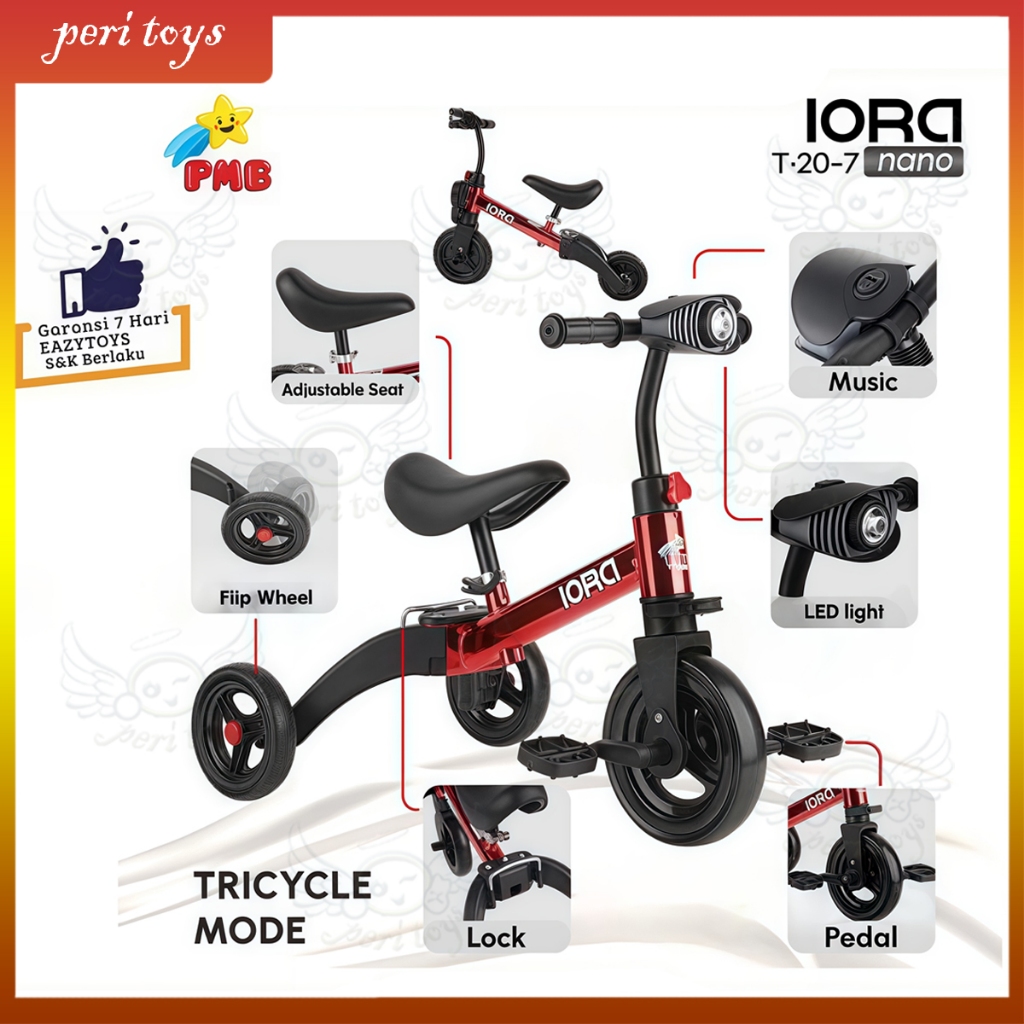 Sepeda Anak Roda 3 Tricycle PMB IORA - NUWA Balance Bike Push Bike Sepeda Anak Roda Tiga/Sepeda Anak