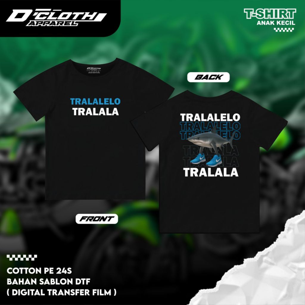 Kaos anak anomali tralalelo tralala viral tiktok,kaos anak umur 1-10th,kaos polos anak murah,baju an