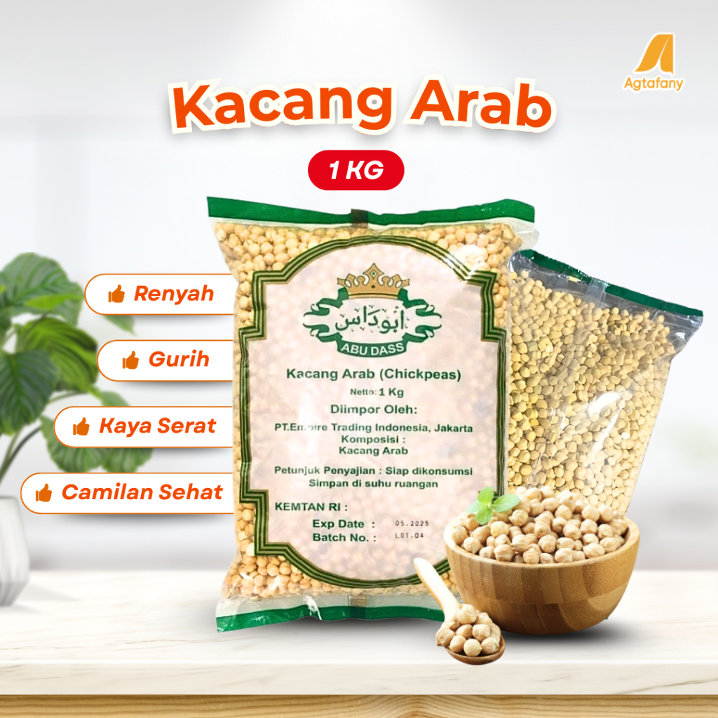 

1 kg Kacang Arab Panggang Matang Siap Makan | Chickpeas Siap Makan Original Premium Oleh-Oleh Haji dan Umroh
