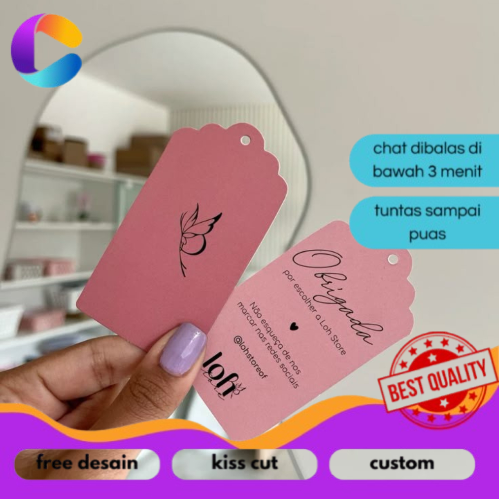 

Cetak INC Hang Tag Bentuk Custom Hangtag Hijab Jilbab Florist Premium Label Gantung Buket Toko Bunga