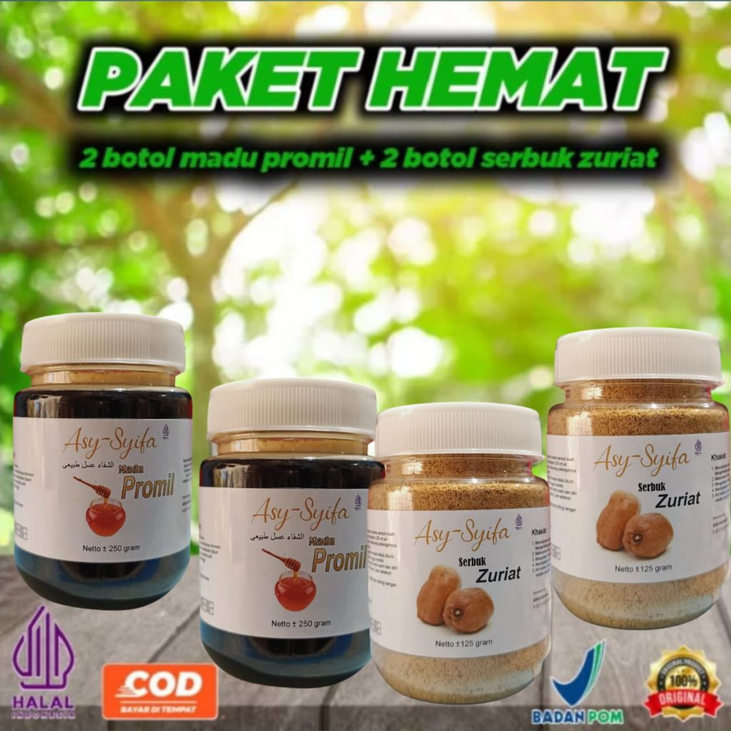 

COD TERLARIS ORIGINAL PAKET PROMIL 2BOTOL MADU & 2 BOTOL SERBUK BUAJ ZURIAT