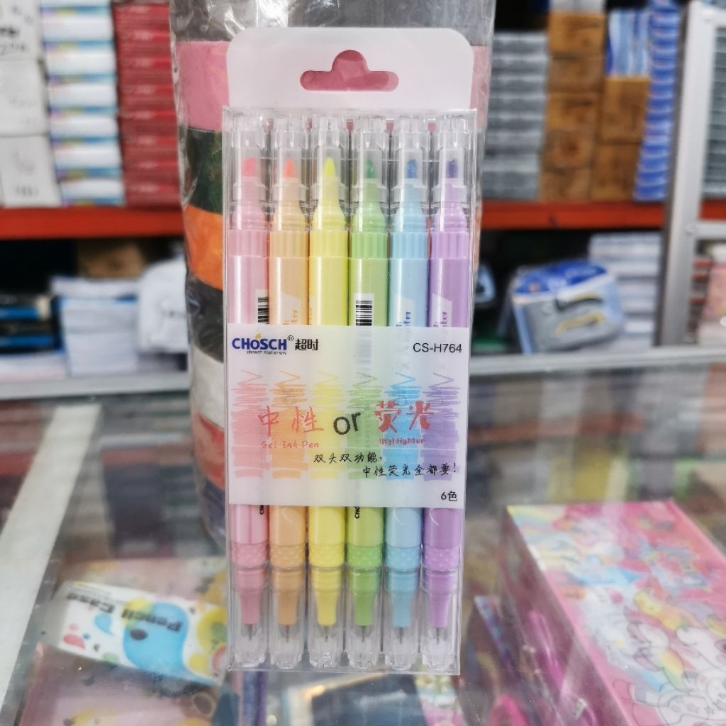 

stabilo chosch 6warna 2 kepala CS-H764