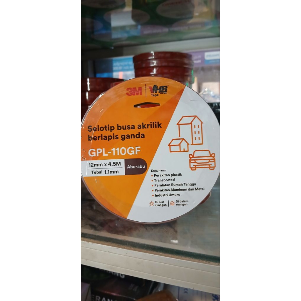 

Doble Tape 3M Original 12mm x 4.5M Abu - abu