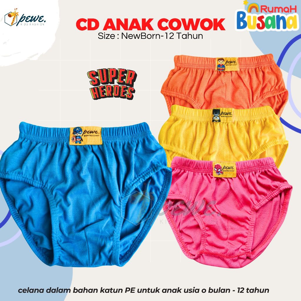 6 Pcs CELANA DALAM ANAK LAKI LAKI MURAH CD COWOK LUCU - Sempak Anak Laki Laki Polos Anak Cowok - Cla
