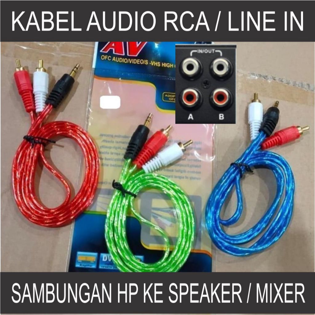 Kabel Audio RCA / Line In / Input Sambungan HP Laptop Komputer PC Tablet Ke Speaker Aktif Sound Sist