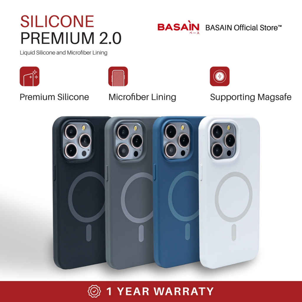 BASAIN Casing iPhone 12/Mini/Pro/Max Case Premium Soft Silicone 2.0 | Compatible MagSafe