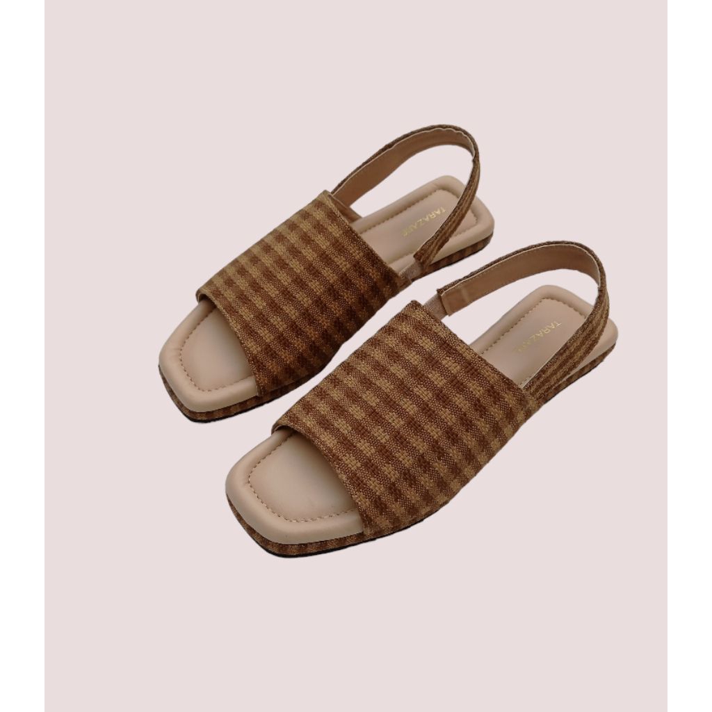 Sandal flat wanita KAIN, sandal perempuan tali belakang