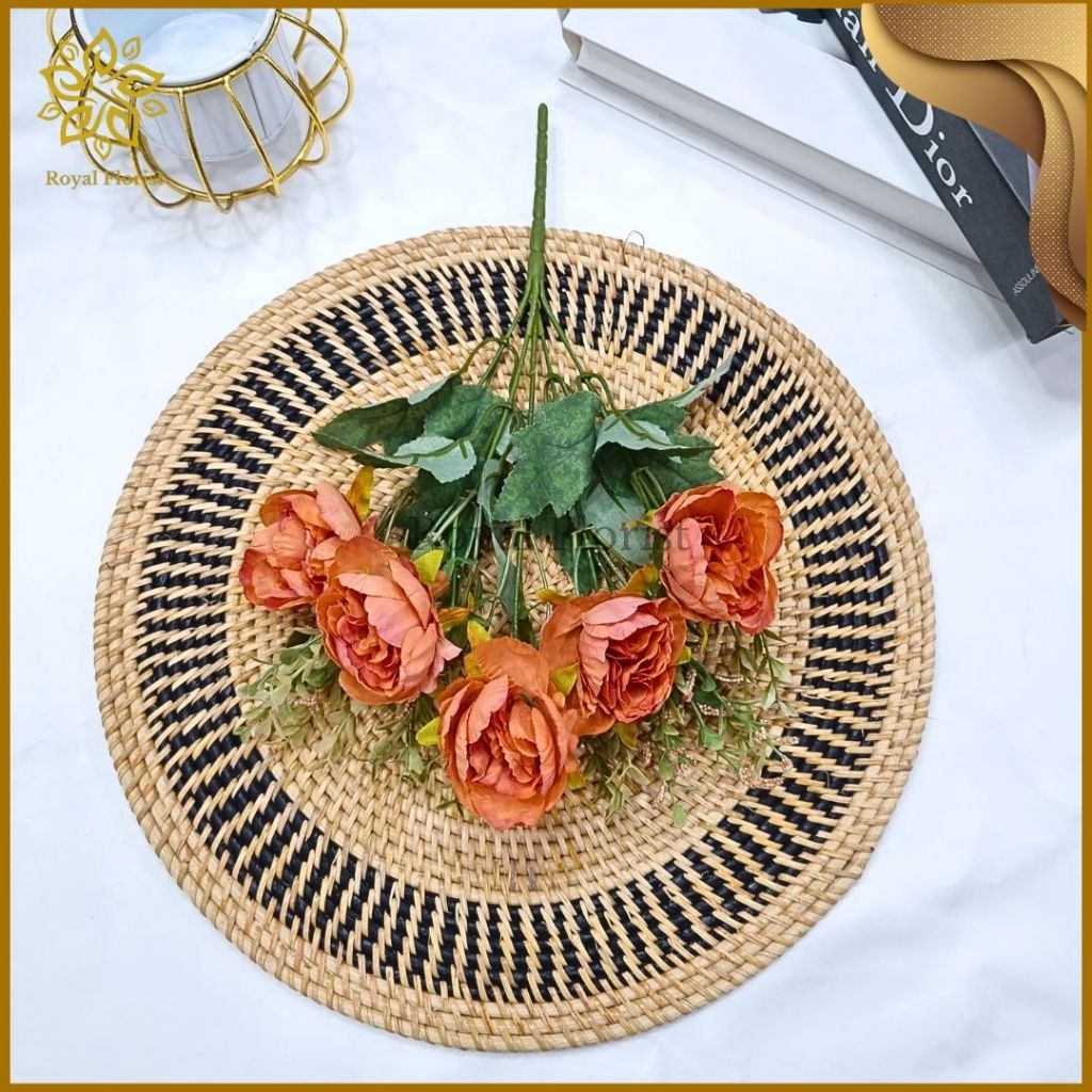 Bunga Mawar Artificial Cabang 5/Bunga Bouquet/Mawar Palsu/Bunga Dekorasi Grosir| (KN-45)