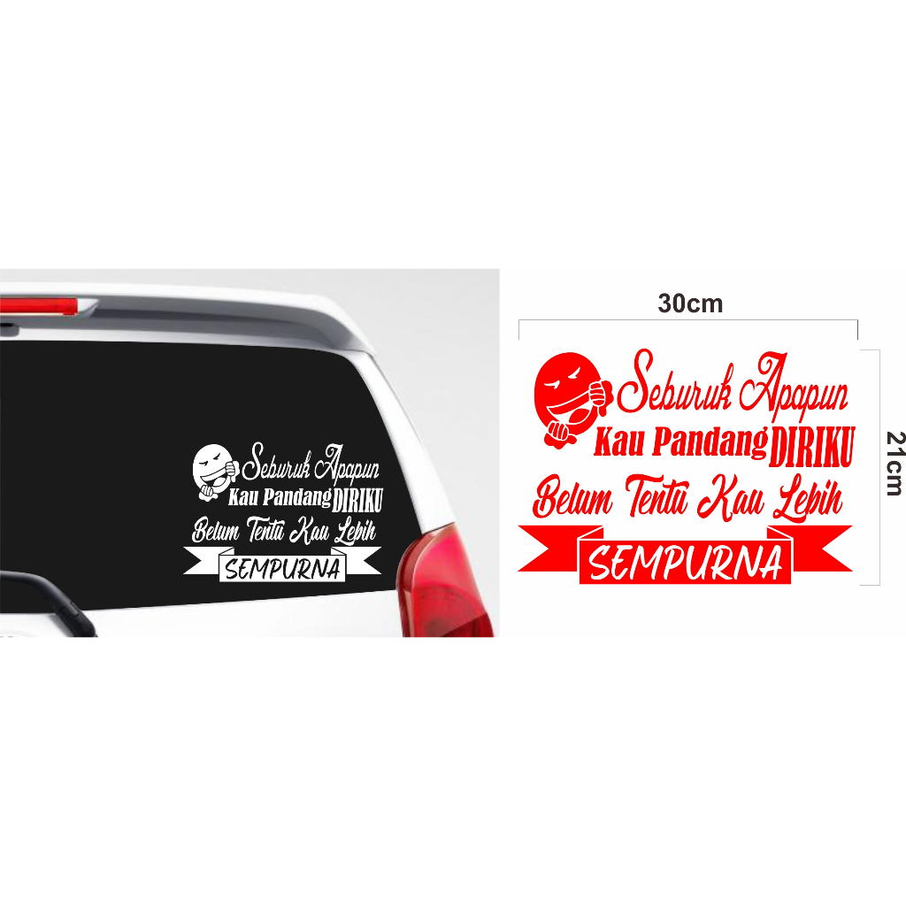 Stiker cutting kata kata lucu kaca mobil