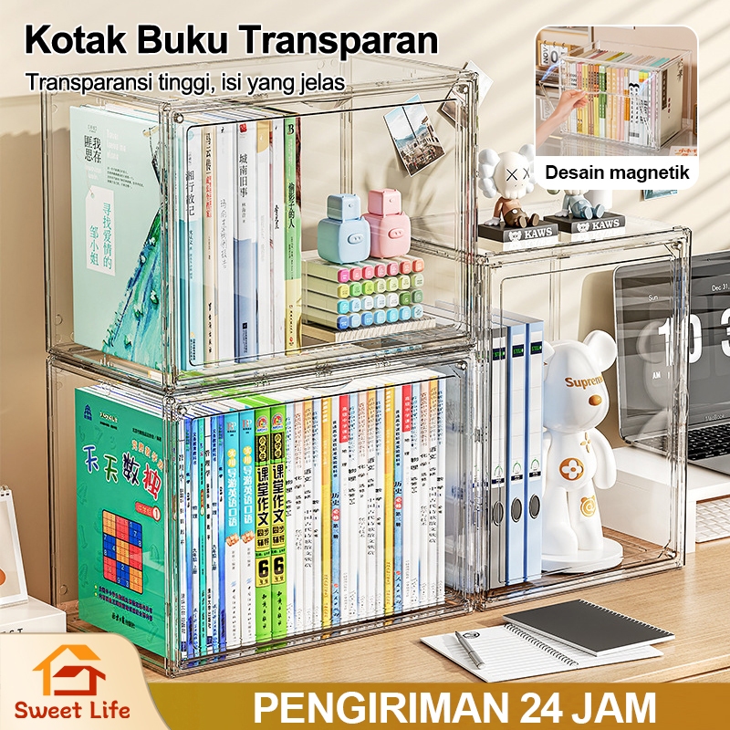 Sweet Life Kotak Penyimpanan Buku Kotak Penyimpanan Transparan Kotak Display Akrilik Rak Buku