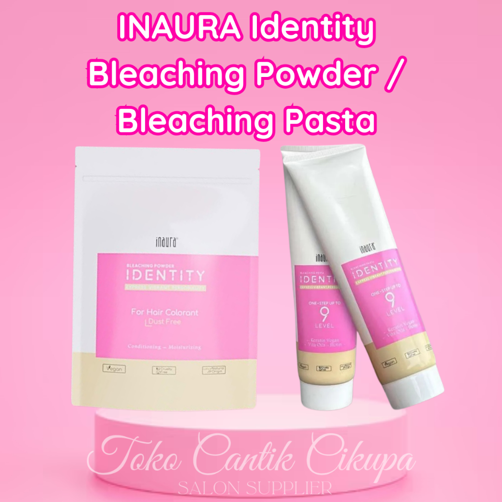 IDENTITY Inaura Bleaching Powder Vegan 500gr / Bleaching Pasta 250ml Keratin - Pemutih Rambut Alami
