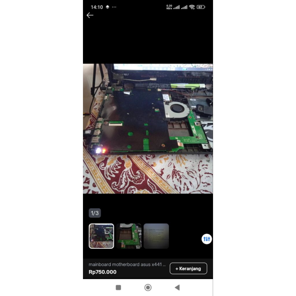 mainboard motherboard asus x441u core i3 nvidia