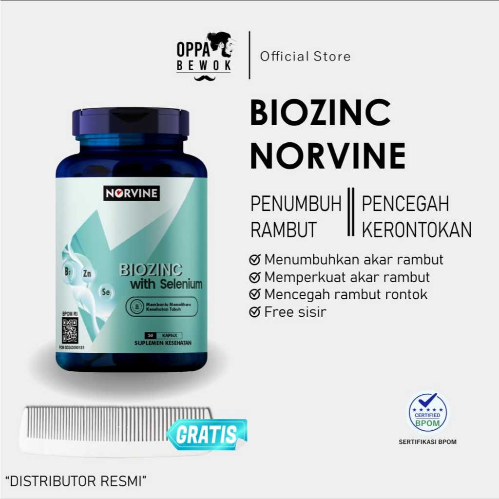 NORVINE - Biotin + Zinc Penumbuh Rambut Brewok Alis Kumis Jambang Mcg