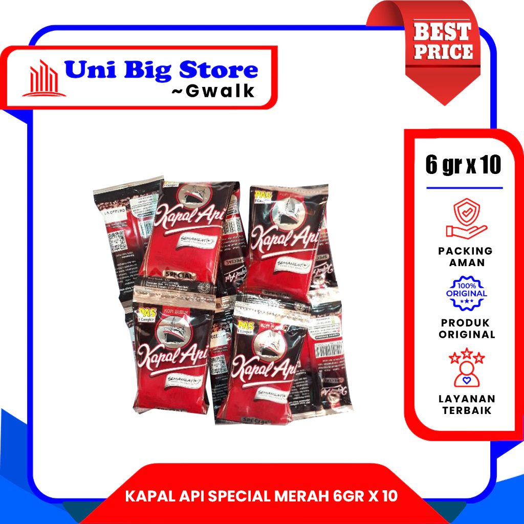 

KAPAL API SPECIAL KOPI BUBUK SACHET MERAH RENTENG - (10 pcs x 6.5 gr)