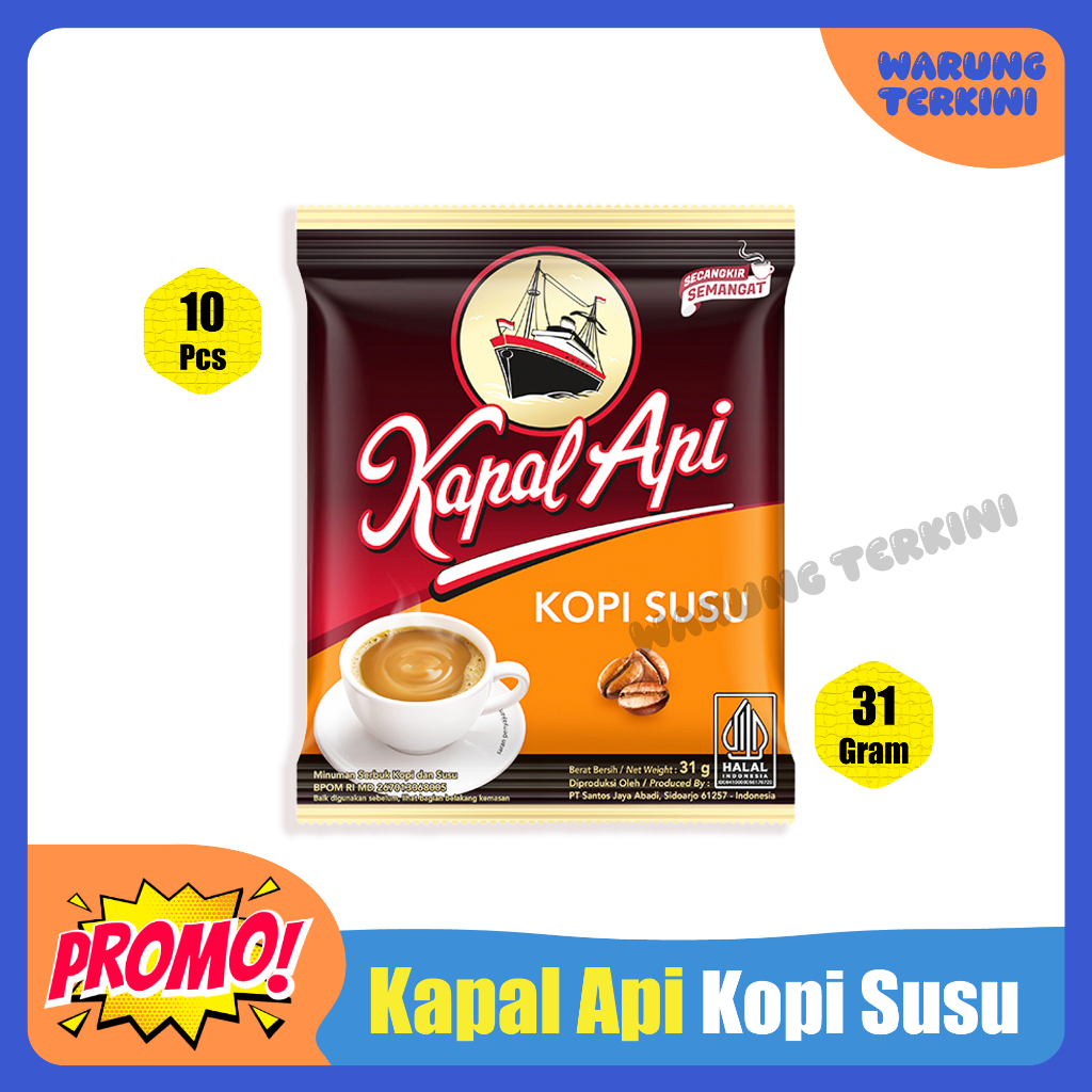 

Kopi Kapal Api Kopi Susu 1 Renceng isi 10 Sachet 31g | Minuman Serbuk Kopi dan Susu