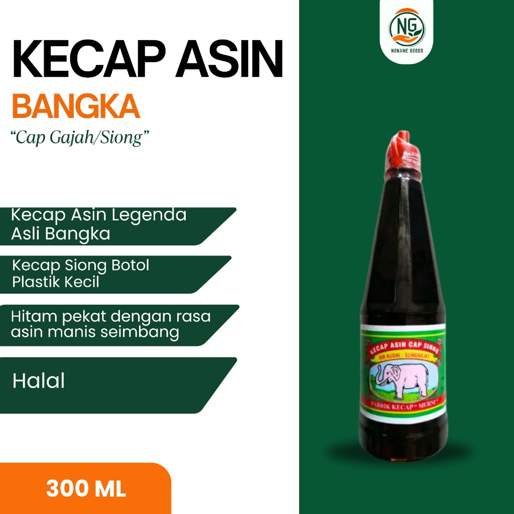

KECAP ASIN CAP SIONG/GAJAH ASLI BANGKA BOTOL KECIL 300 ml