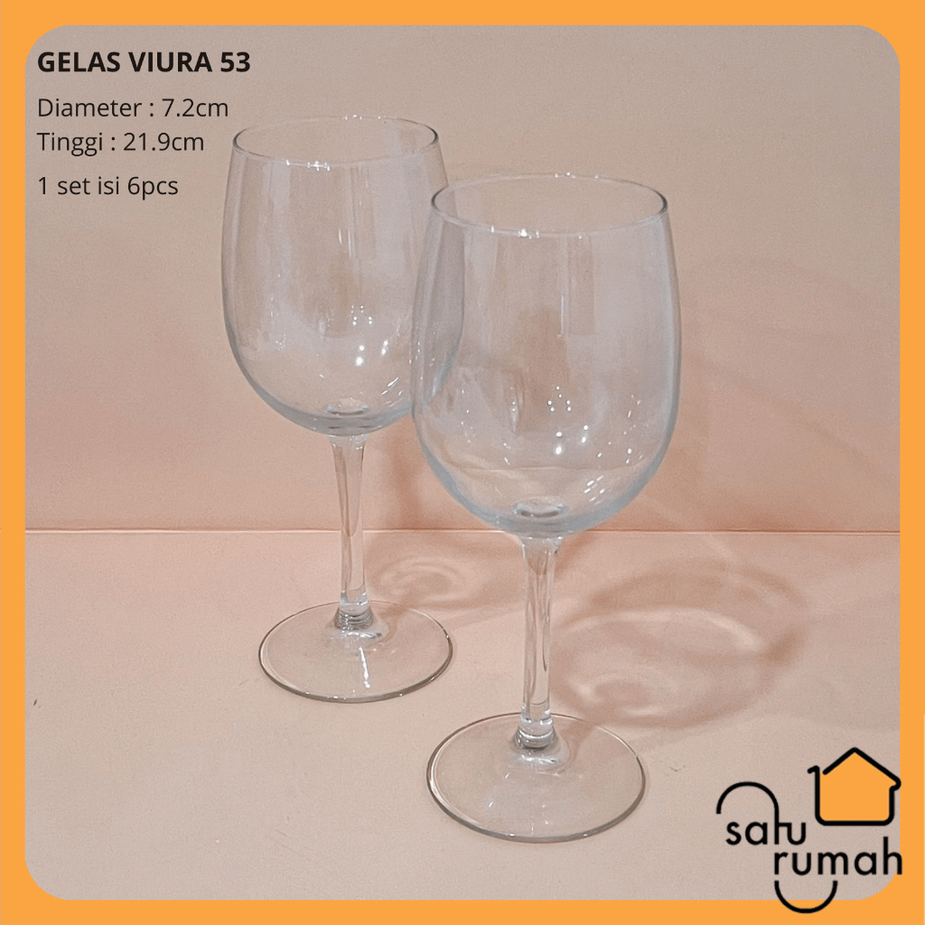 6PCS GELAS TINGGI WINE VIURA 53 HOSTELVIA - INSTANT SAMEDAY ONLY/ CANGKIR SET WINE/ GELAS KACA BENIN