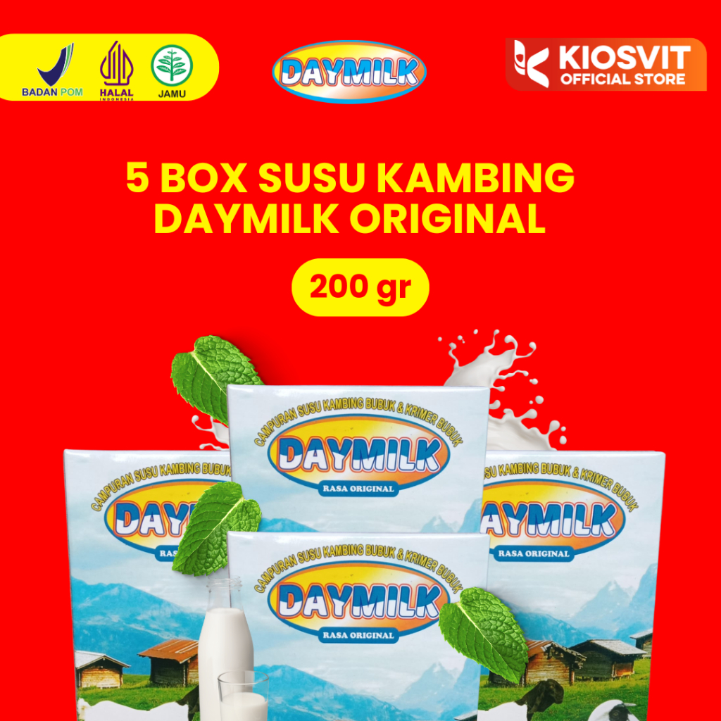 

DAY MILK Susu 5 Box Rasa Original - Susu kambing Etawa bubuk 200gr - Bantu Perkuat Tulang & Sendi