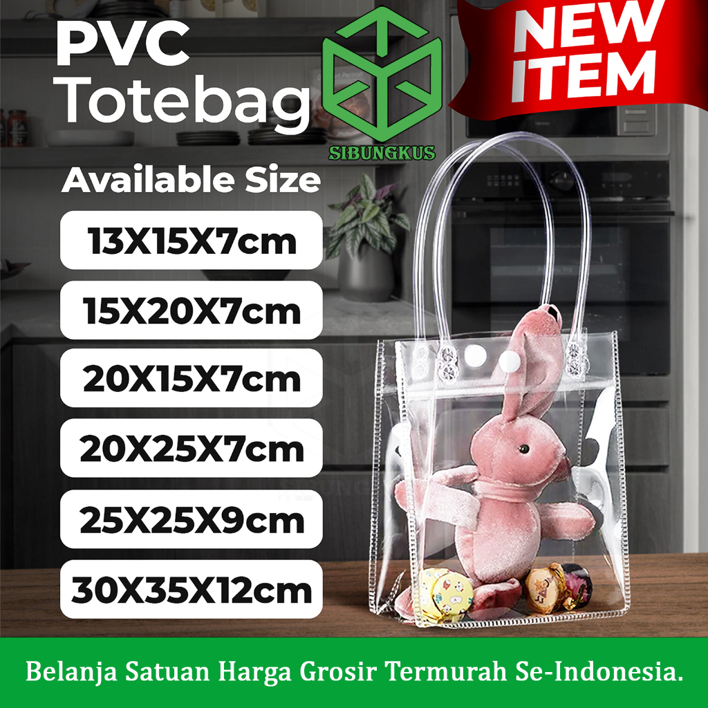 Tas Mika Totebag Bening Transparan Goodie Bag Tote Bag PVC Hampers Kosmetik Skincare Kado Snack Ulan