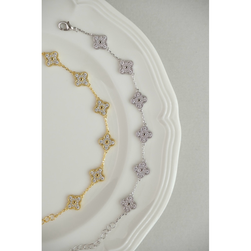 RB Klover Crystal Gelang 14 Cm Emas Tersedia Dengan Extension