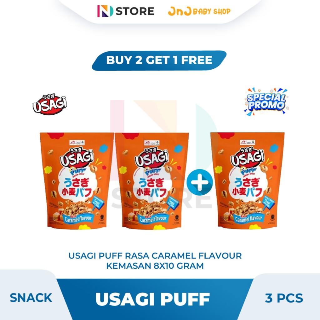 

(PROMO KHUSUS) BUY 2 GET 1 FREE Usagi Puff Caramel Flavour Kemasan 8 x 10 gram