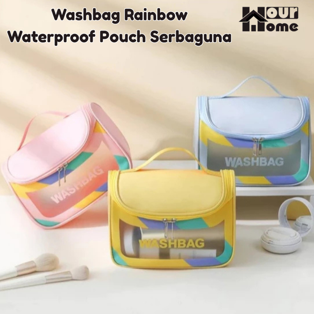 Washbag Rainbow Waterproof Tas Kosmetik Travel Size Pouch Makeup Washbag Transparan Rainbow Organize