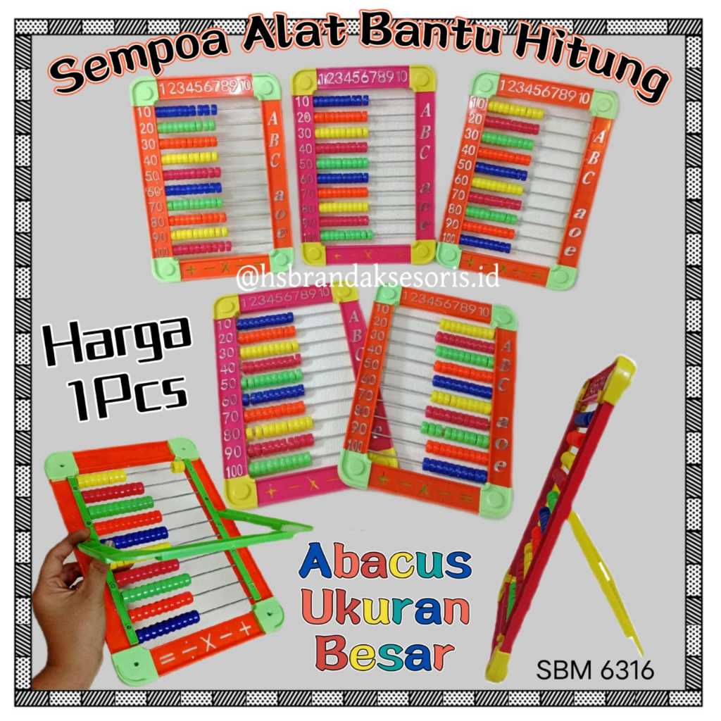 SEMPOA ANAK UKURAN BESAR / ABACUS WARNA WARNI / ALAT HITUNG MATEMATIKA / SEMPOA KAKI ARIMATIK / ABAC