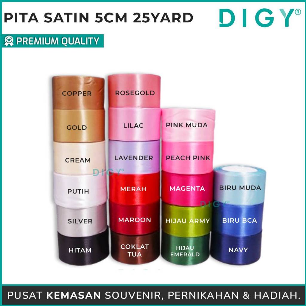 

Pita Satin 5 cm 25 Yard / 22 Meter 1Roll Warna Pastel/ Pita 5CM Bucket Bunga Warna Warni Colorful Ribbon Hiasan Bungkus Kado