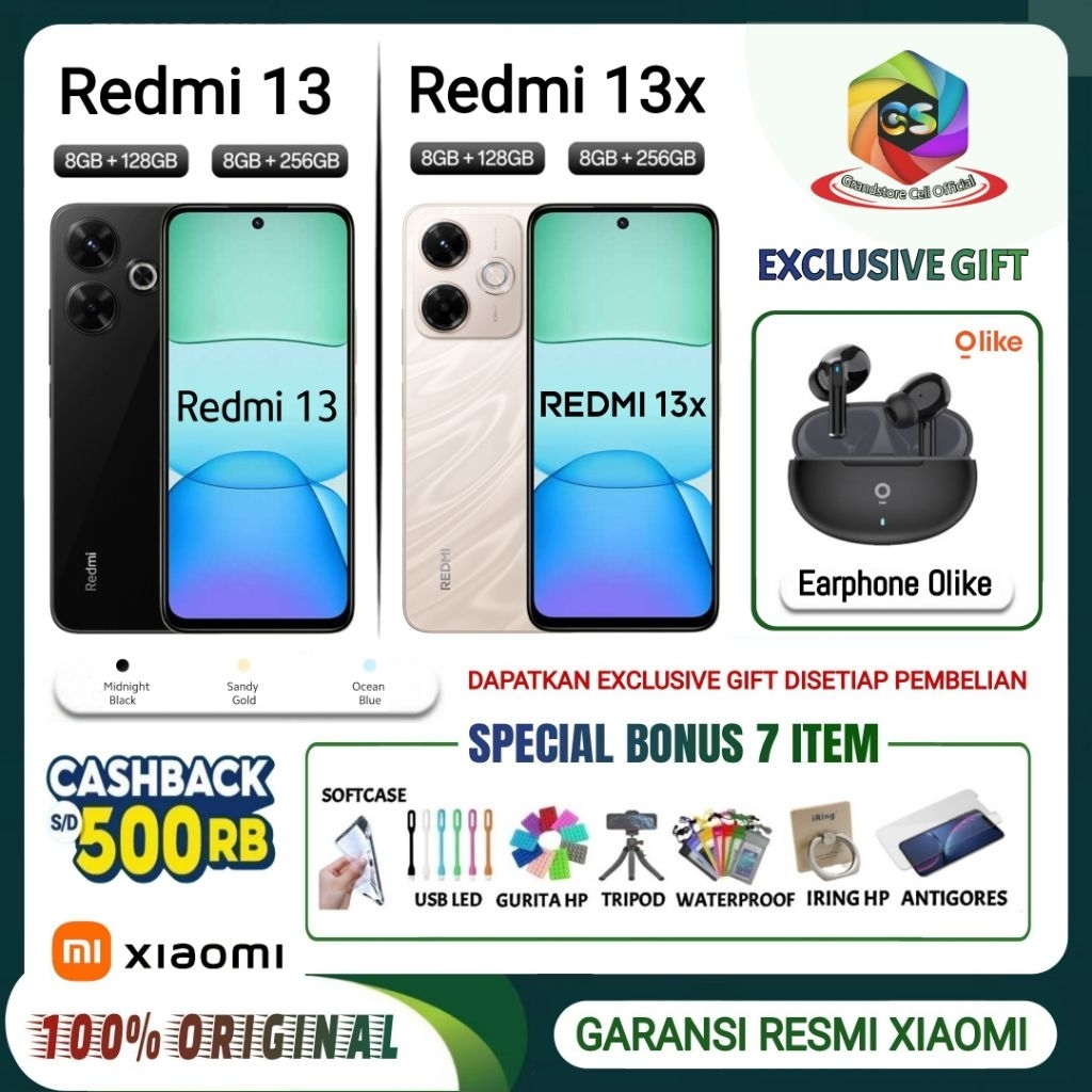 XIAOMI REDMI 13 - XIOAMI REDMI 13X NFC RAM 8/128GB - RAM 8/256GB GARANSI RESMI XIAOMI INDONESIA