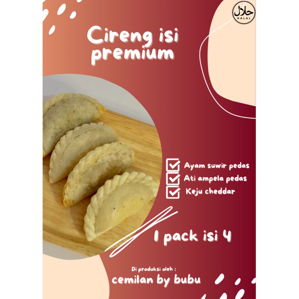 

1 PACK ISI 4 CIRENG ISI (AYAM SUWIR PEDAS/ATI AMPELA PEDAS/KEJU CHEDDAR)