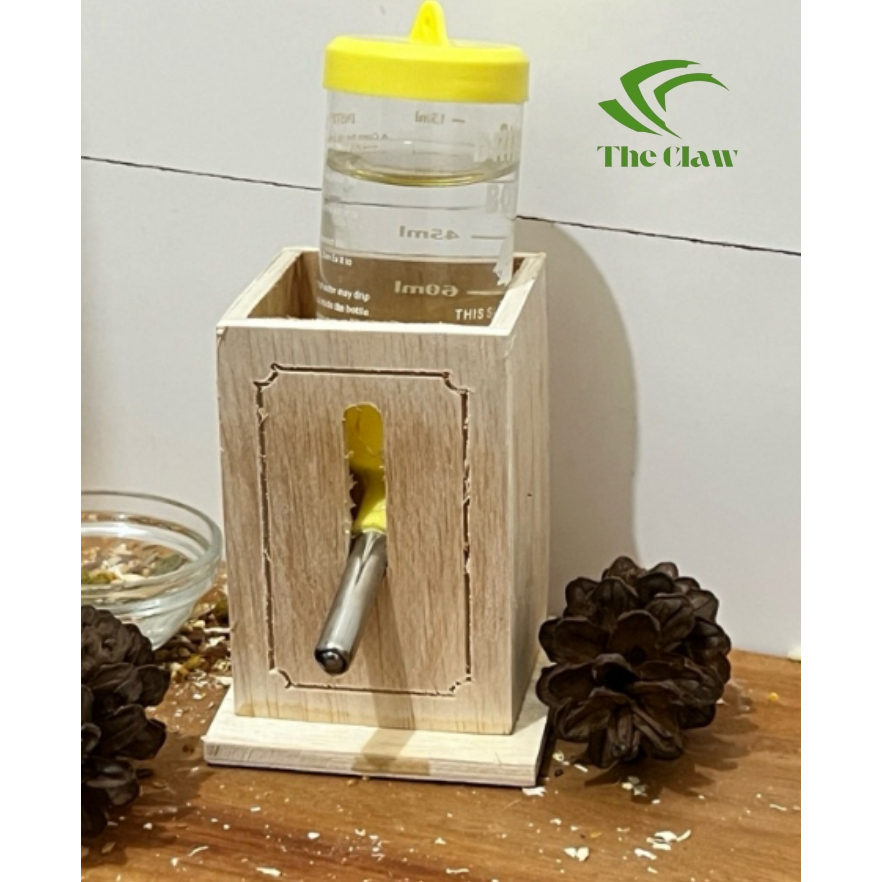 (The Claw) Tatakan Botol Air Minum dispenser kayu Hamster, aksesoris hewan peliharaan