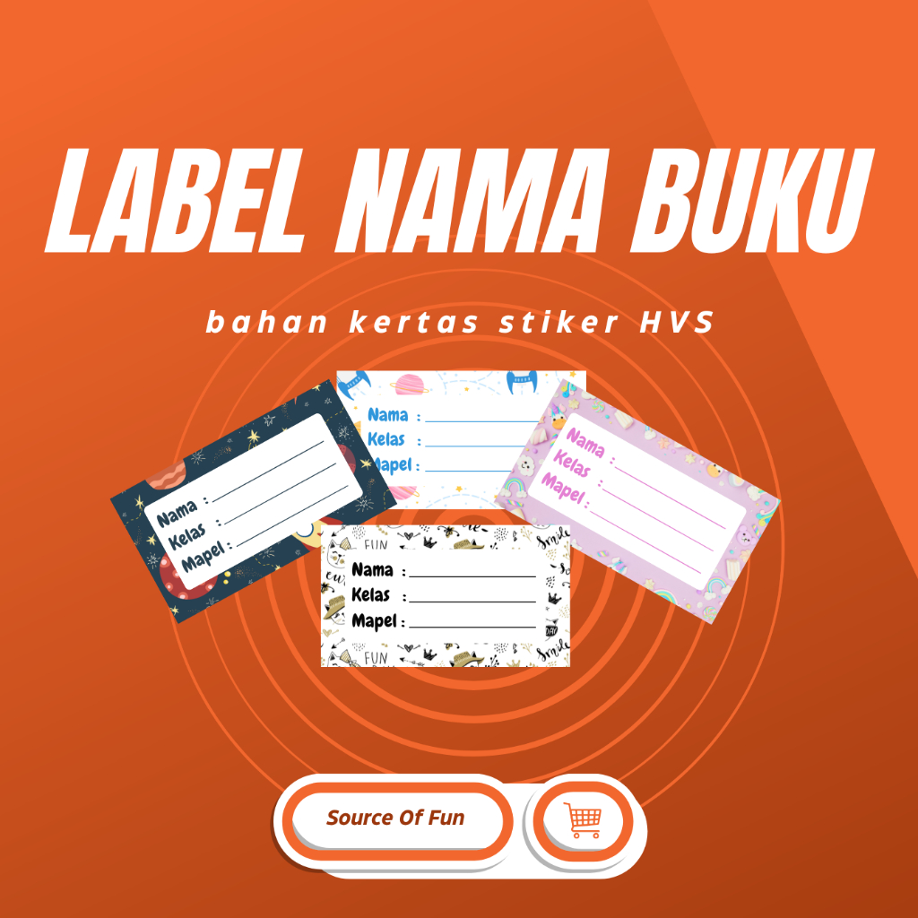 

Sticker Label Nama Buku Anak Sekolah - 20 Pcs / Pack - Ukuran 4x7 cm - Stiker Buku HVS