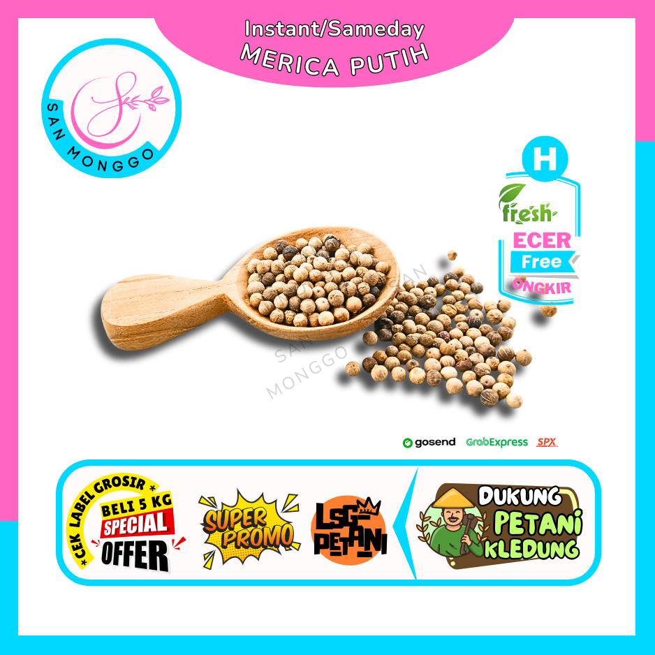 

Sanmonggoo >> Lada Putih /Merica Putih -- Hasil Bumi Sindoro Sumbing Ecer (H)