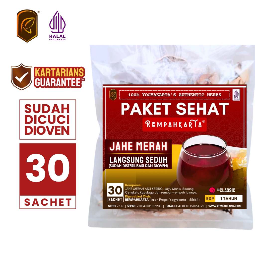 

REMPAHKARTA Paket Sehat Wedang Uwuh Jahe Merah (30 Sachet)