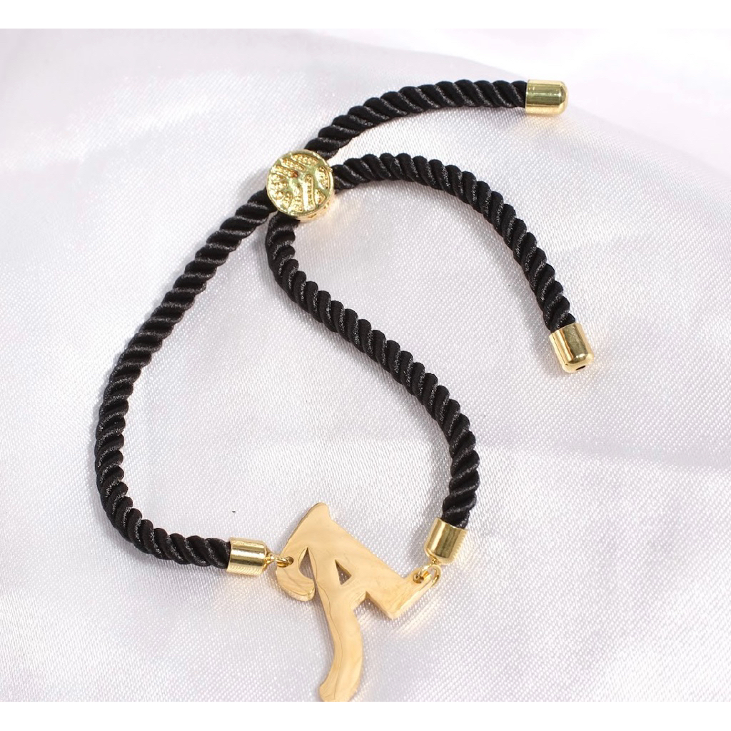 Gelang Tali Serut Inisial huruf titanium