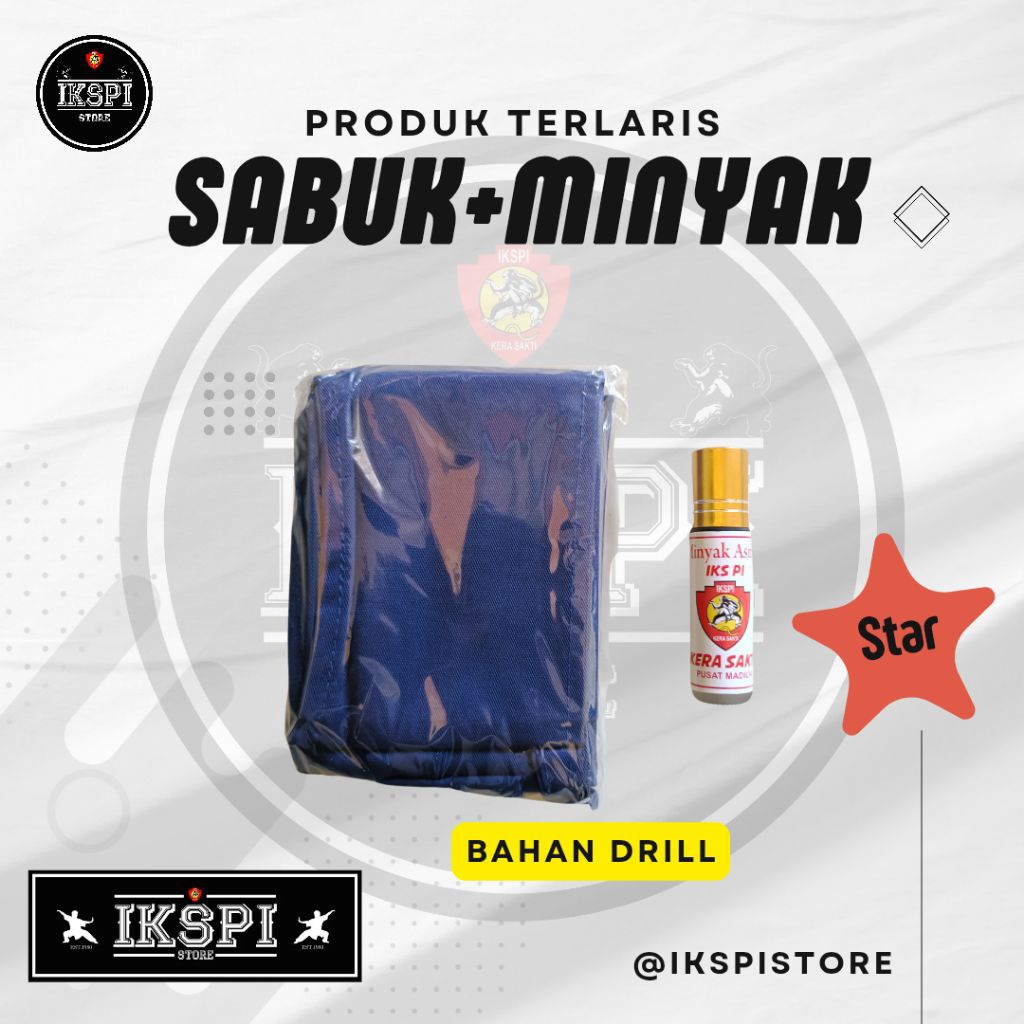 SABUK BIRU POLOS DRILL + MINYAK ASMAK IKS